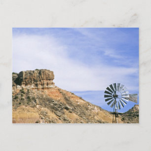 NA, USA, Texas Windmühle und Klippen von Palo Duro Postkarte