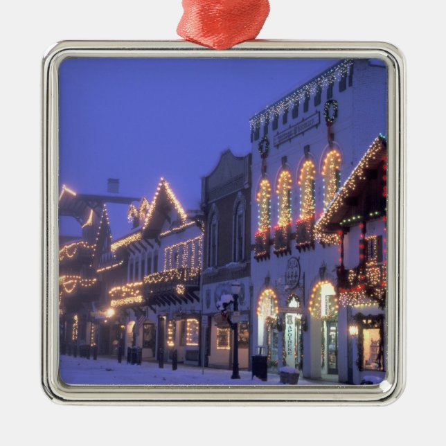 NA, USA, Washington, Leavenworth Hauptstraße Silbernes Ornament (Vorne)