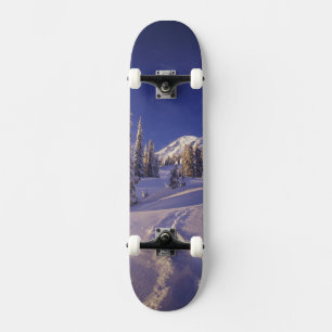 NA, USA, Washington, Mt. Rainier NP, Schneeschuh Skateboard