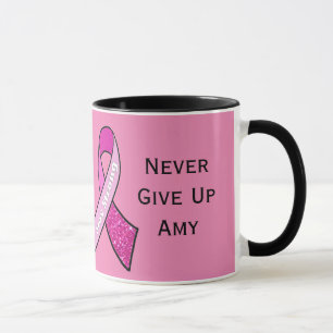 "N'abandonnez jamais" Cancer du sein Mug personnal