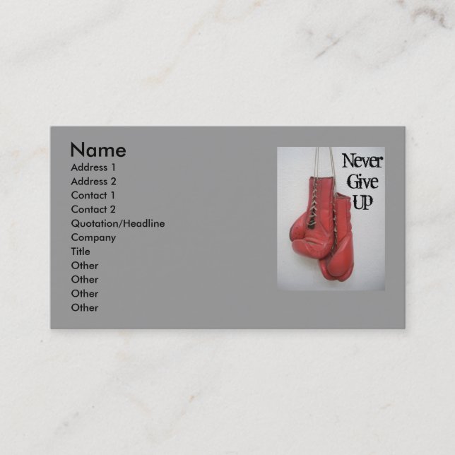 N'abandonnez jamais les cartes de visite de gants (Devant)
