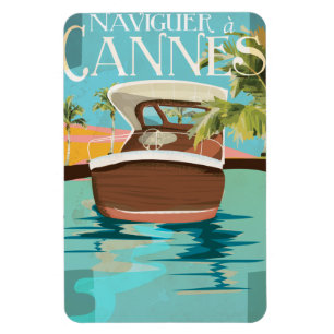 nach Cannes segeln Vintage-Reiseposter Magnet