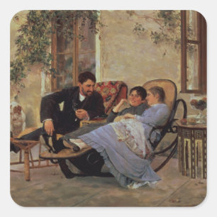 Nach dem Abendessen, 1888 Quadratischer Aufkleber