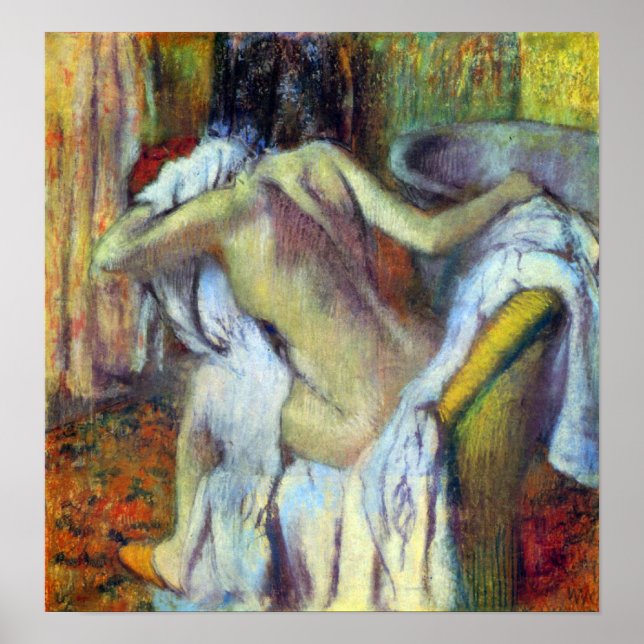 Nach dem Baden durch Edgar Degas Poster (Vorne)