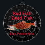 Nach dem Lachs - Stopp der Kieselmine Dartscheibe<br><div class="desc">Wenn der Lachs weg ist, was werden wir essen? Eine Darstellung eines Sockeye-Lachs in seiner Phase des roten Laichens und Text mit "Red Fish" "Dead Fish" "Stopp Pebble Mine". Ich werde einen beträchtlichen Teil der Erlöse aus dem Verkauf dieses Produkts an Organisationen spenden, die gegen die Kiefernbergbauindustrie kämpfen. Je mehr...</div>