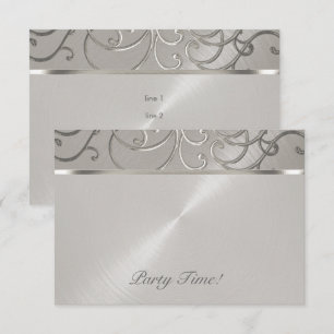 Nach dem Party Elegant Alle Silver Filigree Wirbel Einladung