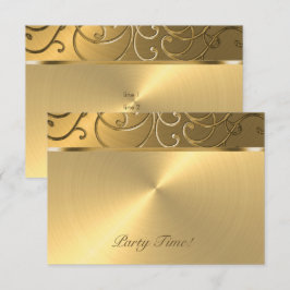 Nach dem Party Elegante All Gold Filigree Einladung