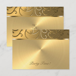 Nach dem Party Elegante All Gold Filigree Einladung
