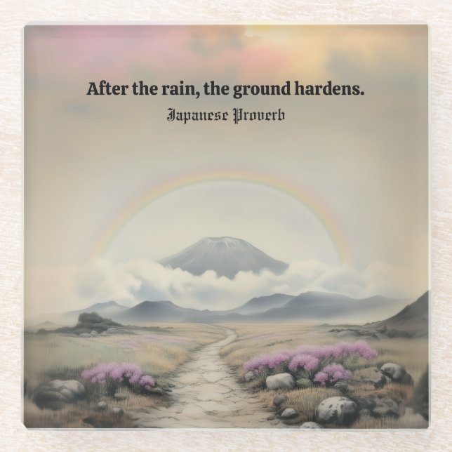 Nach dem Regen (japanische Landschaftskunst) Glasuntersetzer (Vorderseite)