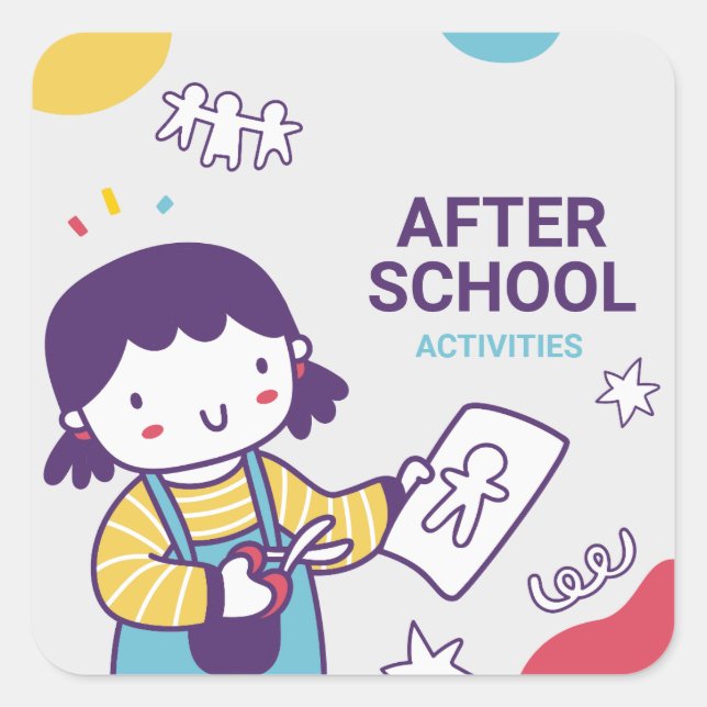 Nach den Schulaktivitäten Labels, zurück zur Schul Quadratischer Aufkleber (Vorderseite)