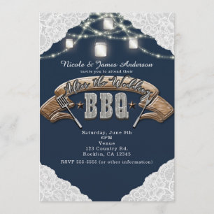 NACH DER HOCHZEIT BBQ Blue Mason Jar Lights & Lace Einladung