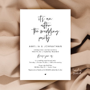 Nach der Hochzeit, Black, Elopement Party Einladung