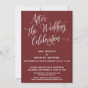 Nach der Hochzeit feiert Simple Burgundy Red Einladung