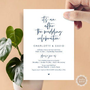 Nach der Hochzeit, Navy Blau, Elopement-Party Einladung