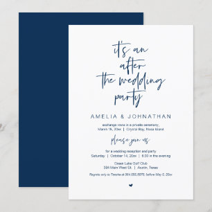 Nach der Hochzeit, Navy Blue, Elopement-Party Einladung