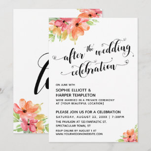 Nach der Hochzeitsfeier Herzen Schrift Blumenmuste Einladung