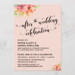 Nach der Hochzeitsfeier Script Blush Floral Einladung