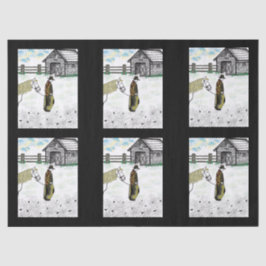 Nach einer Pferdereise Seidenpapier