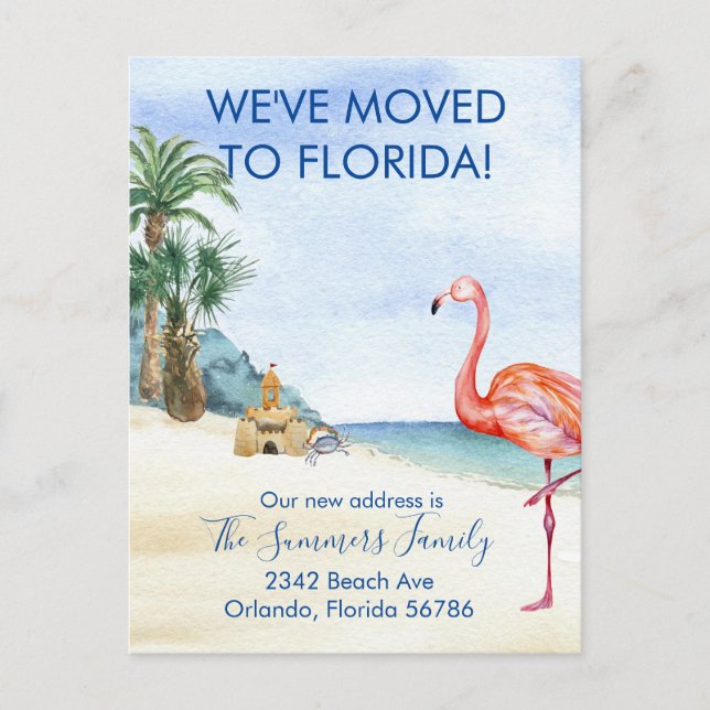Nach Florida überführt Wasserfarben Strand Meer Ankündigungspostkarte (Vorderseite)