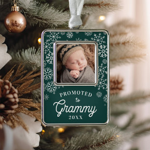 Nach Grammy befördert Baby Foto Oma Rahmen-Ornament Silber