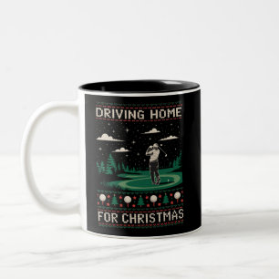 Nach Hause fahren zu Weihnachten Golf Lustig Hässl Zweifarbige Tasse