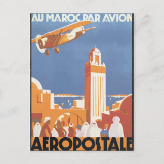 Nach Marokko mit dem Flugzeug Aeropostale, Vintage Postkarte