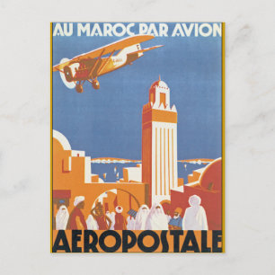 Nach Marokko mit dem Flugzeug Postkarte