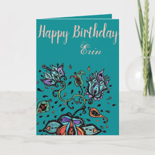 Nach Name Happy Birthday Blume Design anpassen Karte