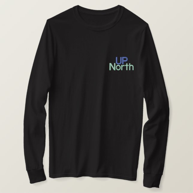 Nach Norden Besticktes Langarmshirt (Design vorne)