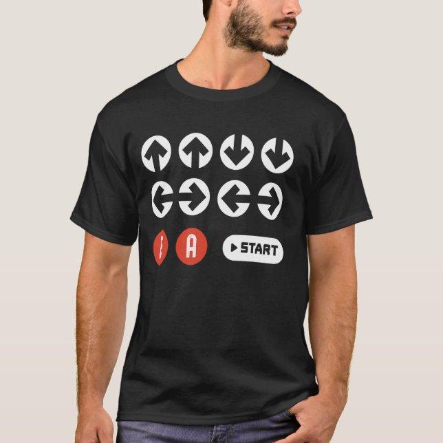Nach oben Verlassen rechts B A Start Cheat Code Fu T-Shirt (Vorderseite)