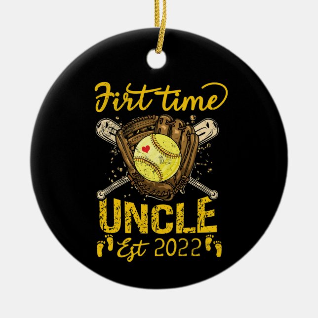 Nach Onkel Est 2022 zum ersten Mal Baseball Keramik Ornament (Vorne)