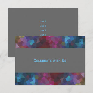 Nach Party Red Lila Blue Gray Abstract Design Einladung