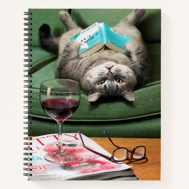 Nach unten Katzenbuch lesen Notizbuch (Vorderseite)