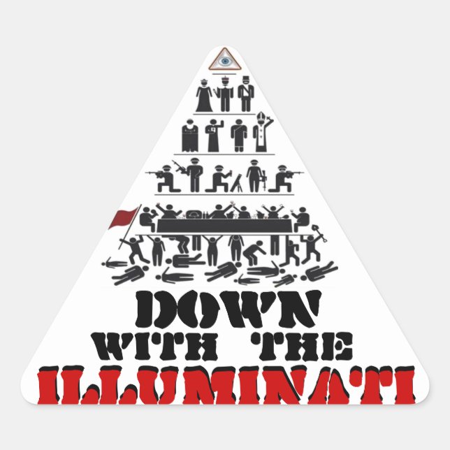 Nach unten mit den Aufklebern aus Illuminati Dreieckiger Aufkleber (Vorderseite)