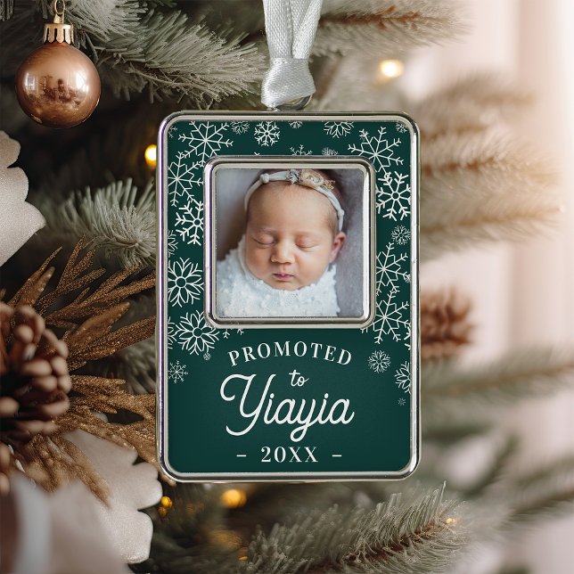 Nach Yiayia befördert | Baby Foto Oma Rahmen-Ornament Silber (Von Creator hochgeladen)