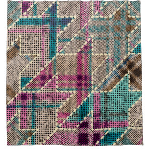 Nachahmung indianischer Patchwork-Muster mit Textu Duschvorhang