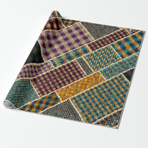 Nachahmung indianischer Patchwork-Muster mit Textu Geschenkpapier