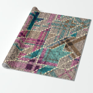 Nachahmung indianischer Patchwork-Muster mit Textu Geschenkpapier