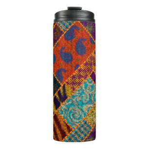 Nachahmung indianischer Patchwork-Muster mit Textu Thermosbecher