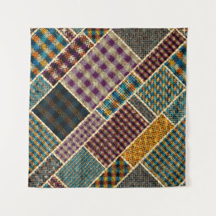 Nachahmung indianischer Patchwork-Muster mit Textu Wandteppich