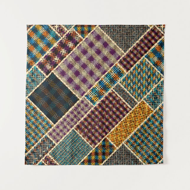 Nachahmung indianischer Patchwork-Muster mit Textu Wandteppich (Vorderseite)