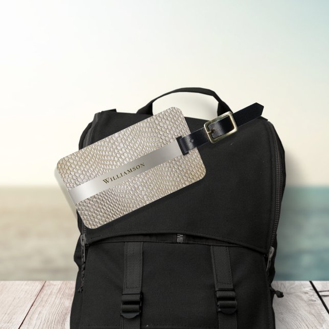 Nachahmung Snakeskin Leather Gold Titanium Label Gepäckanhänger (Von Creator hochgeladen)