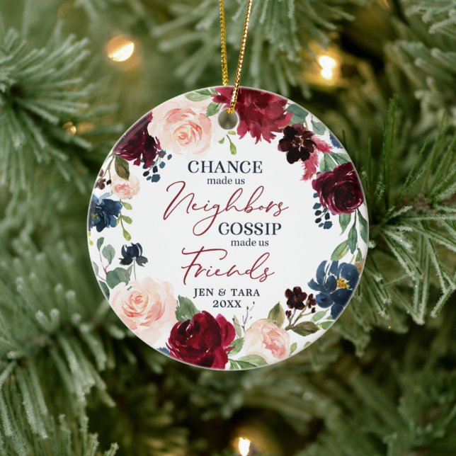 Nachbarn für Personalisierten Blumenkranz Keramik Ornament (Baum)