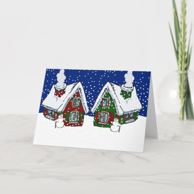 Nachbarn im Urlaub Feiertagskarte (Vorderseite)