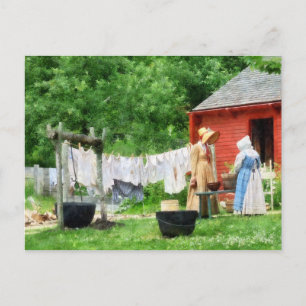 Nachbarn tratschen auf Washday Postkarte