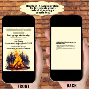 Nachbarschaft Fireside Ansammlung Digitaler Downlo Einladung