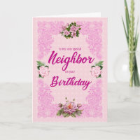 Nachbarschaft Geburtstag mit rosa Rosenkarte