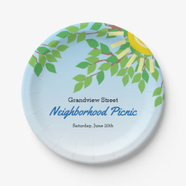 Nachbarschaft Picnic Green Blätter und Sun Pappteller