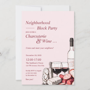 Nachbarschafts-Blockparty Charcuterie & Wein Einladung