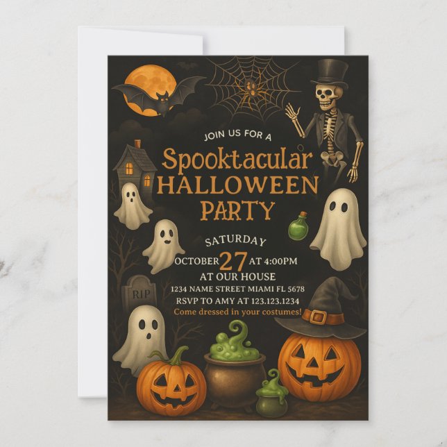 Nachbarschafts-Spooktacular-Halloween-Party einlad Einladung (Vorderseite)